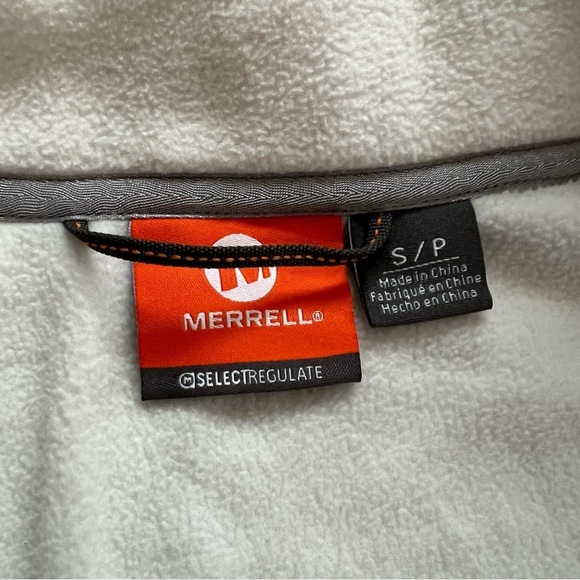 Merrell Women Fleece Jacket Coat Size Small Ivory Cream Hooded Outdoor Full Zip, - Picture 9 of 16
